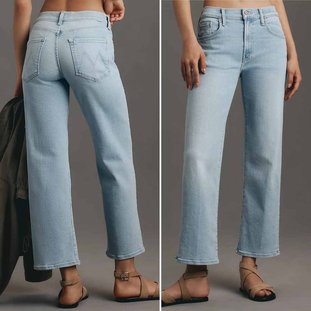 MOTHER Straight Leg Jeans Sz 32 NWT Rambler Ankle $248 Light Wash Modal